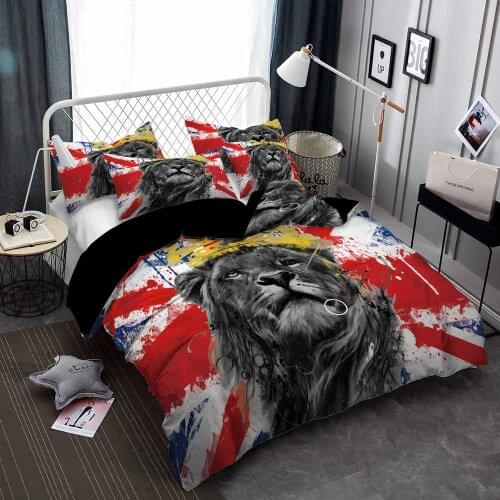 Lion 3D Printed Bedding Set American Flag Duvet Cover Sets Comforter Bed Linen Twin Queen King Single Size Dropshipping