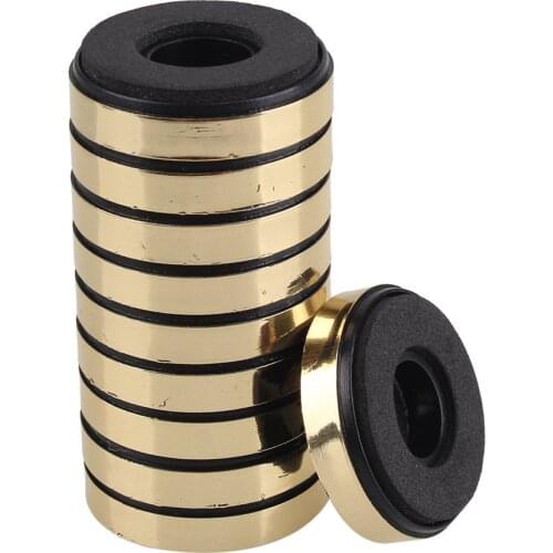 30mm x 8mm Round Isolation CD Player Audio Speaker Anti Vibration Feet Pad Stand Gold Pack of 10
