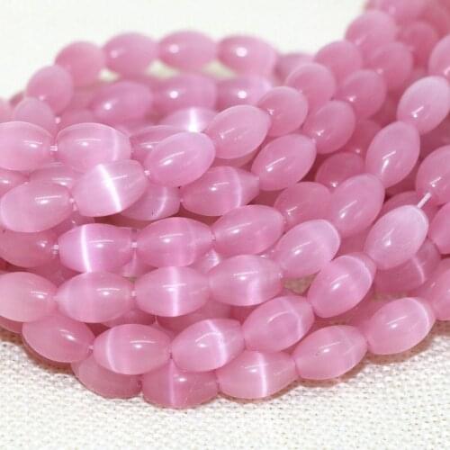 Fashion pink opal stone loose beads cat eyes semi-precious stone crystal 8*12mm factory outlet hot sale jewelry 14inch B1565