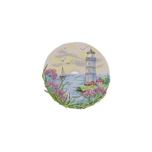 Seaside Lighthouse 1 Needlework,For Embroidery,DIY 14CT Unprinted Arts Cross stitch kits Set Cross-Stitching Home Decor
