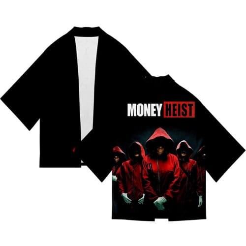 Money Heist The House of Paper 3d Print Kimono Shirt Men Seven Point Sleeve Tops La Casa De Papel 3D Cardigan Jackets Streetwear