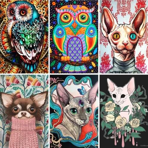 Cute Chihuahua Portrait 5D Diamond Painting Animals Cross Stitch Kits Embroidery Art Mosaic Full Drill Village Style Home Decor