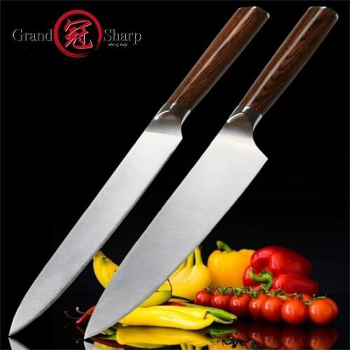 GRANDSHARP 2 Pcs Kitchen Knife Set Chef Carving Kitchen Knives German Stainless Steel 1.4116 Salmon Fish Meat Vegetables Knife