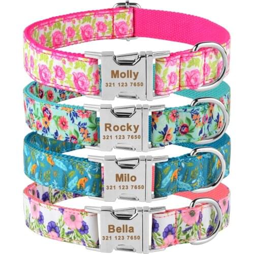 Nylon Plaid Boy Girl Unisex Dogs Collar Small Large Personalized Dog Collar Custom Free Engraved Name ID Tag Product Dog Collars