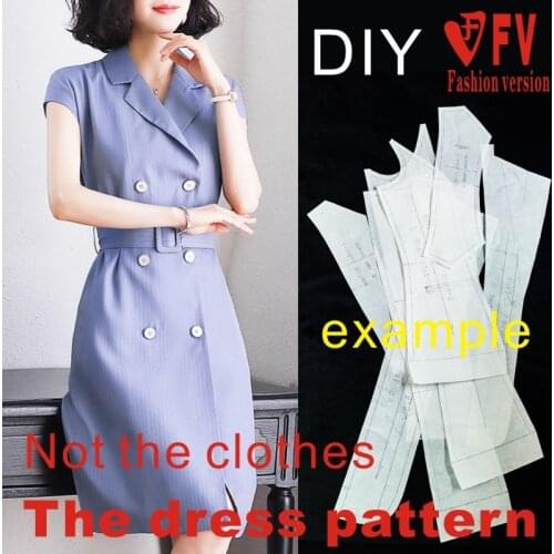 Lapel Dress Pattern Womens Windbreaker Skirt Cutting Drawing Clothing Drawing BLQ-442