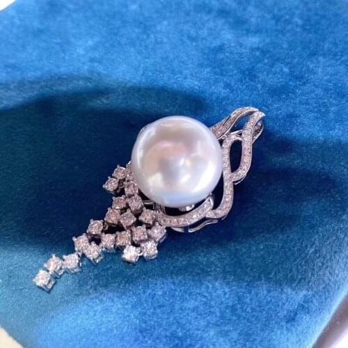 D119 Fine Jewelry 925 Sterling Silver Natural Fresh Water White Pearl 11-12mm Pendant Necklaces for Women FIne Pearls Pendants