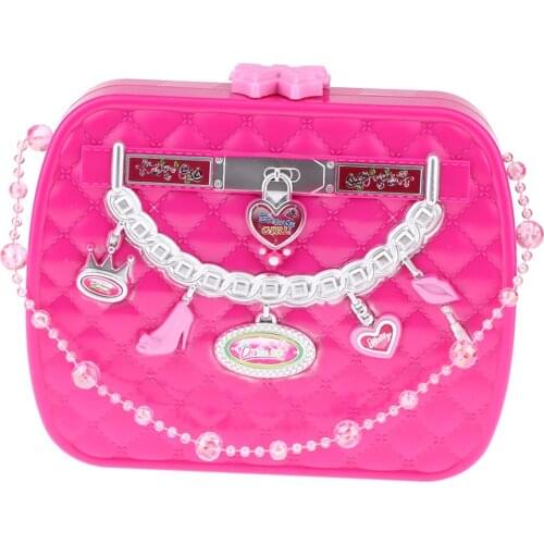 Pretend Play Makeup Kits for Girls Toys Cosmetic Set Handbag Rose Red Preschool Educational Toy