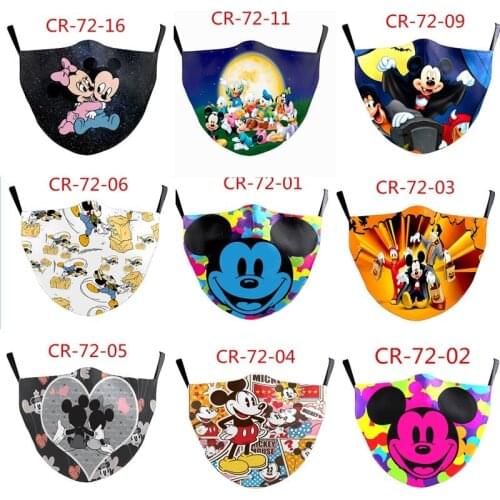Cartoon Mickey Minnie Mouse Cotton Masks Adult Kid Anime Washable Mask with Filter Warm Reuse Girl Women Face-mask Cap Christmas