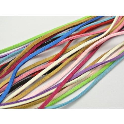 12 Meter Mixed Color Faux Suede Flat Leather Cord Lace String 3mm Handmade jewelry decorative accessories