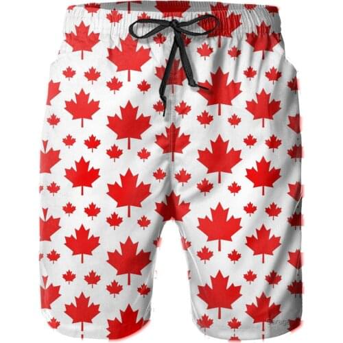 Male Shorts Causal R333 Breathable Quick Dry Humor GraphicCasual Canada Maple Leaf Flag Emblem