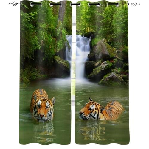 Tiger In The River Blackout Curtain Living Room Window Curtain Childrens Blackout Curtains for The Bedroom