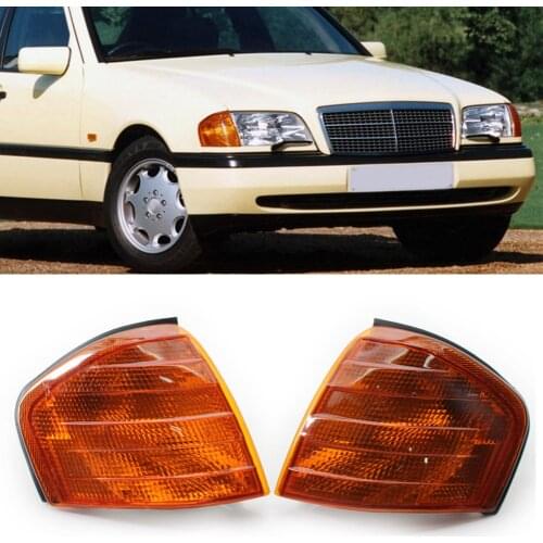 Corner Light Signal Lamp with Bulb for Mercedes-Benz C-Class W202 C36 AMG C43 AMG 1994-2000 Amber Lens Corner Light Turn Signal