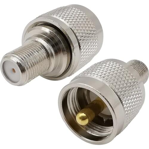 UHF PL259 Male Plug to F Type Female RF Coaxial Coax Adapter UHF PL-259 Jack Connector for TV Antenna RG6 Cable Wi-Fi Radios