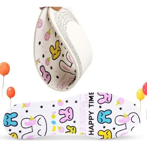 USHINE EU26-36 Cute Cartoon Quality Latex Buffer Memory Cotton Massage Insole Boys Girls Insoles Latex Insoles Kids Children