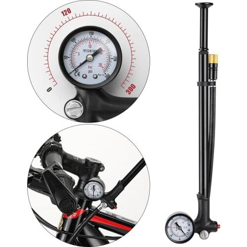 120psi High-pressure Bike Air Shock Pump with Lever Fits Presta/Schrader Valve for Fork & Rear Mountain Road Bicycle