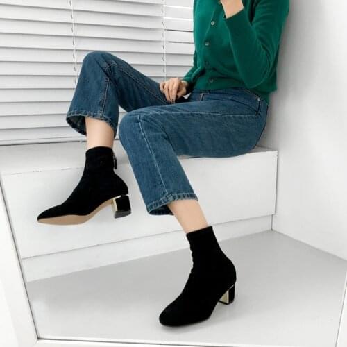 3 Colors Round Head Thick Heel Boots Women Leather 4CM/6CM Autumn Winter Fashion Ankle Shoes Handmade Size 33-42