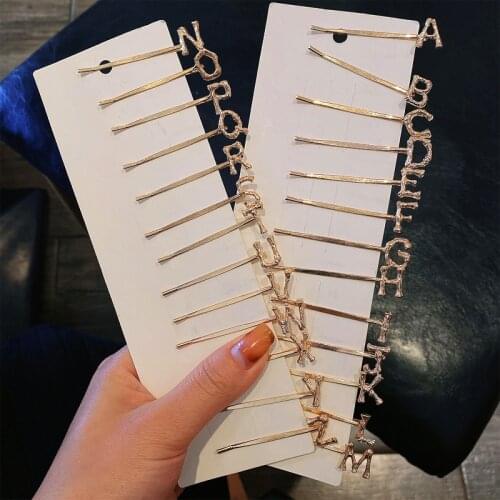 1PCS Letter Hair Clip Bobby Pin Alphabet Gold Word Hair Pin Girls words hair clips Fashion Hair Accessories