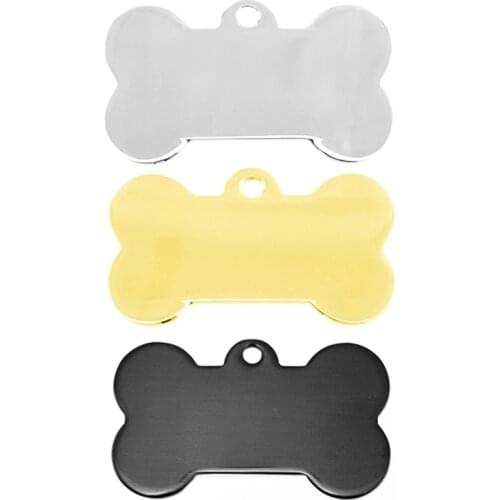 100% Stainless Steel Dog Bone Tag Charms Blanks For Engrave Metal Bone Charm Hundeknochen Mirror Polished Wholesale 50pcs