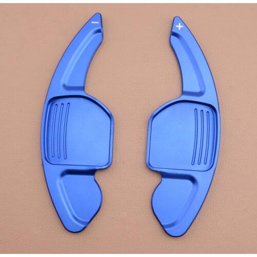 2pcs Aluminum Alloy Steering Wheel Shift Paddle Gear Shifter Extension Fit for Audi TT Q7 R8 A6 S4 Blue