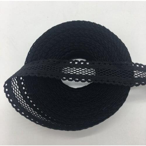 5Yards/lot 5/8" 15mm Black Bilateral Lace Grid Fold Over Elastic Spandex Lace Ribbon