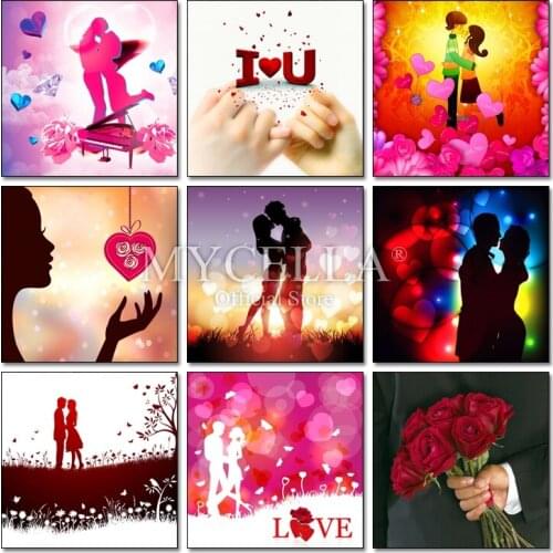 5D DIY Diamond Painting ValentineS Cross Stitch Full Round Diamond Embroidery Love Kiss Diamond Mosaic Needlework Home Decor