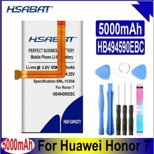 HSABAT 5000mAh HB494590EBC Battery for Huawei Honor 7 G620 G628 PLK-AL10 PLK-UL00 PLK-TL01H
