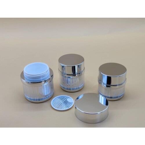 30G shiny silver lined shape acrylic cream jar essence/gel/day cream/night cream/eye cream/moisturizer cosmetic packing