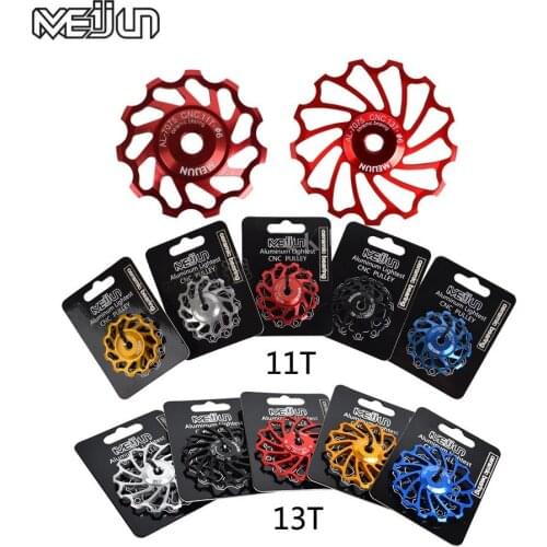 2pcs Aluminium Alloy Bicycle Rear Derailleur Pulley Wheel 11T 13T Ceramic Bearing Wheel Bike Derailleur Guide Cycling Accessory