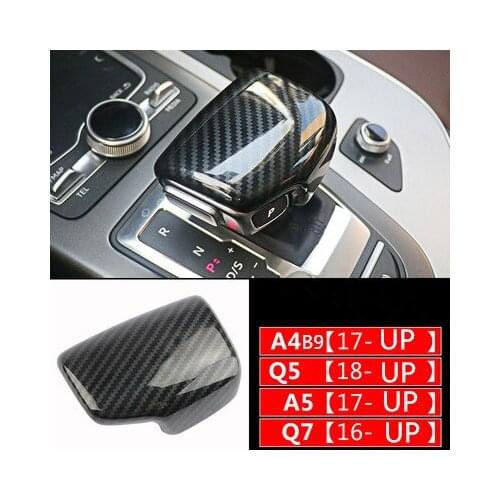 Car Styling Interior automatic speed gear shift knob head cover carbon fiber Sticker For Audi A4 B9 A5 Q7 shifter trim Auto