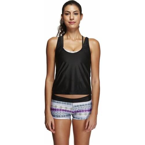 Biquinis Feminino 2019 Plus Size Swimwear Print Three Piece Swimsuit Wire Free with Pad Bikini Tankini Swimsuits Women Tankini