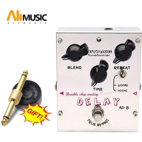 Biyang ToneFancier Series Double Chip Analog Delay Effect Guitar Pedal AD-8 True Bypas with gold pedal Connector