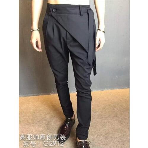 27-44 New Fashion Casual Men Pants Hairstylist Trousers Personality Non-mainstream Skirts Plus Size Harem Pants Singer Costumes