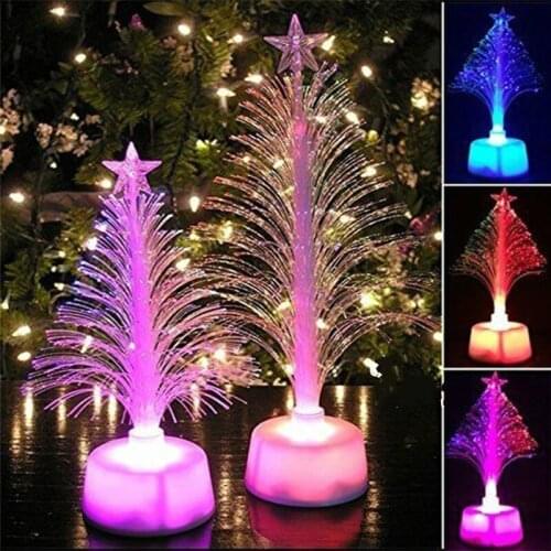 1/2 Pcs Colorful LED Fiber Optic Nightlight Christmas Tree Lamp Light Children Gift