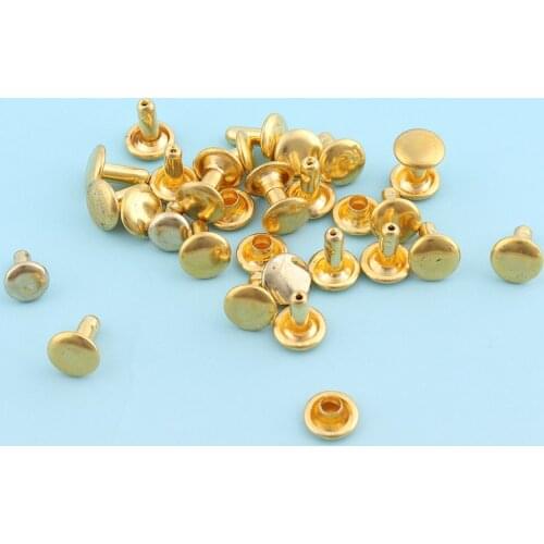 Double Cap Rivets 100sets 7mm Gold plated Rivets Nails Metal studs Leathercraft Round Studs for Bag/Purse