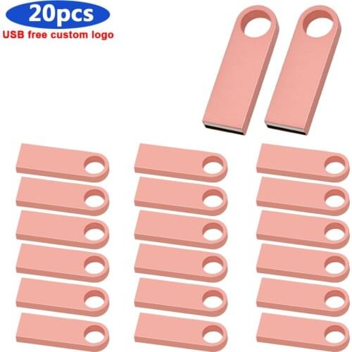 Bulk 20pcs free Custom logo USB Flash Drive 128GB 64GB 32GB 16GB Pen Drives USB Pen Disk Flash drive Memory Waterproof USB 2.0