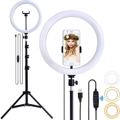 Fosoto 12 Inch 30CM Led Selfie Ring light USB Port Photographic Lighting With Tripod Stand For Phone Youtube Makeup Video Studio