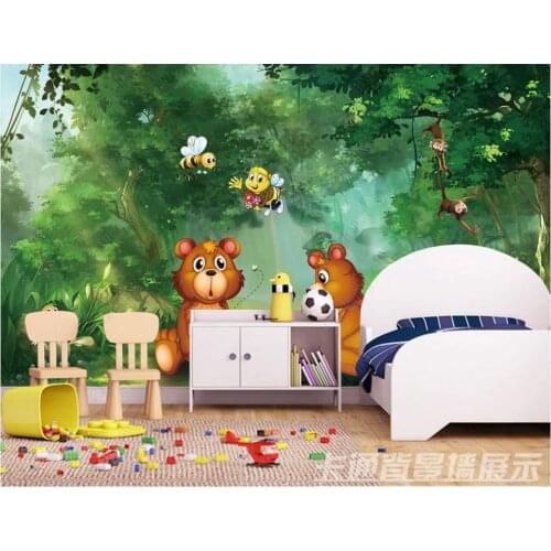 Custom photo wallpaper for walls 3 d mural Lovely modern cartoon forest children room decorative painting wall papers home decor