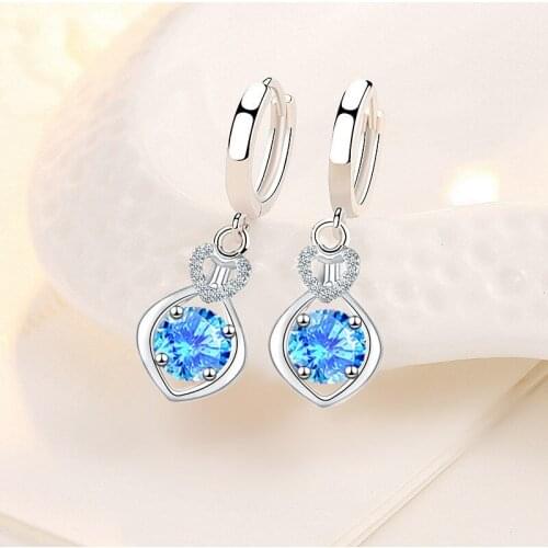 KOFSAC 2021 Fashion 925 Sterling Silver Earrings For Women Party Romantic Love Heart Earring Jewelry Lady Engagement Accessories