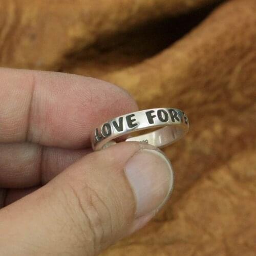 Width 4mm Open Size Lovers Ring 999 Pure Silver LOVE FOR EVER Ring 9Y028 US Size 5 to 12
