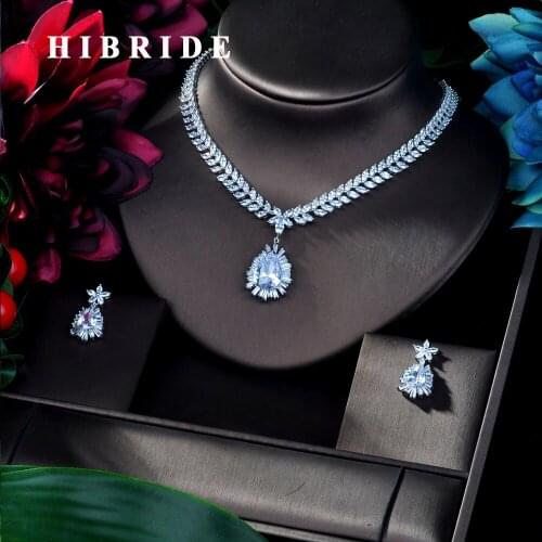 HIBRIDE luxury 4pcs Bridal Jewelry Sets For Women Party, Luxury Dubai Nigeria CZ Crystal Wedding Bridal Jewelry Sets N-646