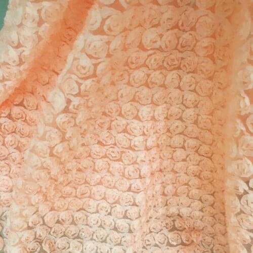 Orange pink rose flower lace Fabric for patwork ,new dessing Designer DIY Women Dress Telas Tissus Au Metre 130*90cm