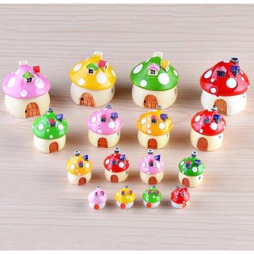 DIY Resin Mini Mushroom House Miniature Garden Accessories Colorful Micro Landscape Fairy Garden Miniatures Decorations Craft