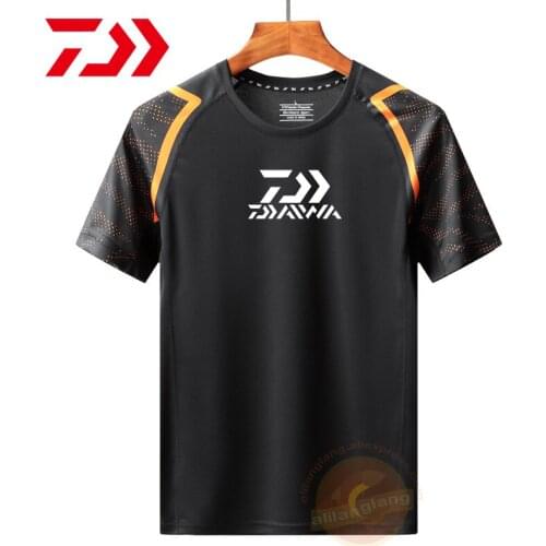 Daiwa Mens Fishing Short Sleeve T-Shirt Summer Breathable Quick Dry Outdoor Sport Camping Travel Cycling Hiking Fishing T-Shirt