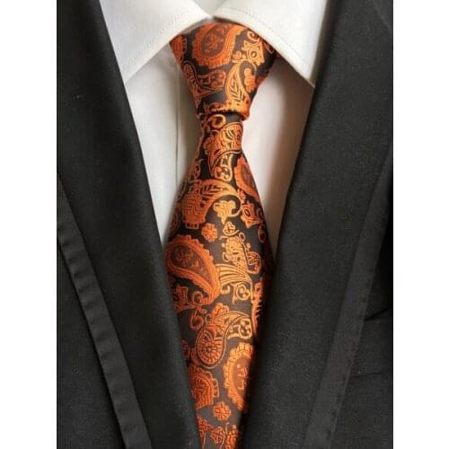 8cm Mens Ties Amber Classic Paisley Woven Necktie