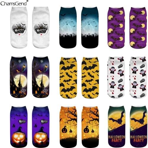 Cotton Socks Women Halloween Horror Cosplay Casual Ankle Socks Pumpkin Print Funny Happy Socks Casual Sports Socks Dropshipping