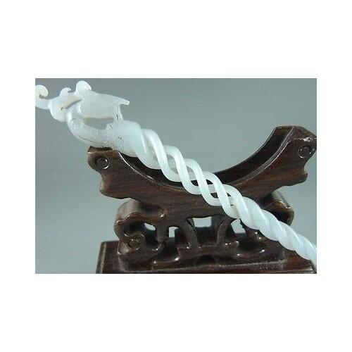 Exquisite ancient Chinese white jade hand carving phoenix hairpin Hair Stick