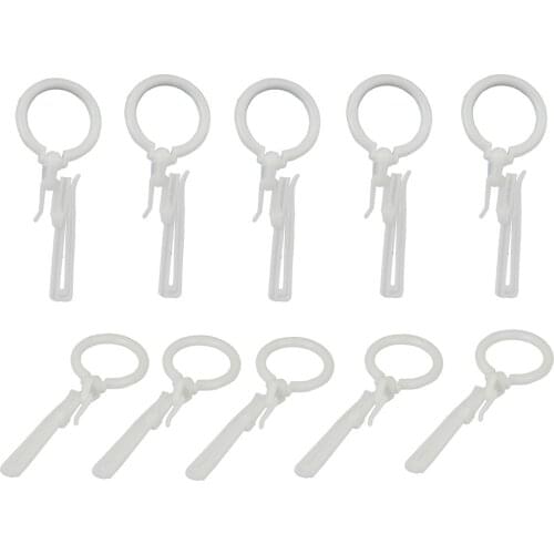 Plastic Curtain Rings Hook Circular Shower Curtain Rings Plastic Curtain O Rings Adjust Hooks Bathroom Shower Clip Hooks 30Pcs