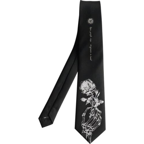 Gift Hot silver rose black Embroidery Hand cut Premium party tie Creative neck tie width :7cm DX