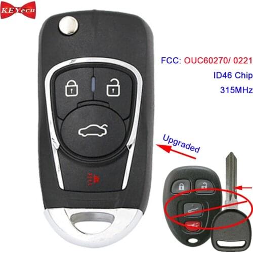 KEYECU for Chevrolet Suburban Tahoe Traverse for GMC Acadia Yukon Upgraded Remote Fob OUC60270 OUC60221 315MHz
