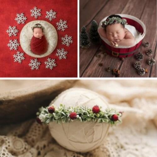 Newborn Phootgraphy Props Baby Headband Christmas Berry Headwear Infantil Photo Shoot Accessories Full-moon Photo Decorations